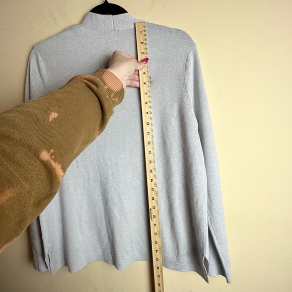 J. Jill Light Gray Wool Blend Open Front Cardigan Sweater Women’s Size Medium - Picture 9 of 12